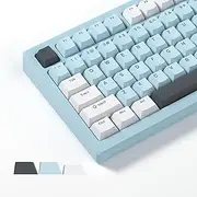 Womier Shine Through Keycaps, PBT Keycaps 60 65 75 100 Percent Cherry Profile Custom Key caps Set for Cherry Gateron MX Switches Mechanical Keyboard-Blue Creamy