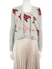 Argyle Knit Wool Cardigan & Vest Set