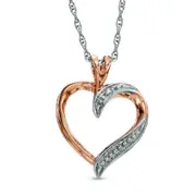 Natural Diamond Accent Heart Pendant in 10K Rose Gold