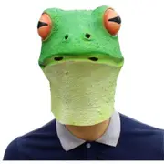 Halloween Cosplay Whimsy Prop Frog Latex Head Mask Yellow Green Masks