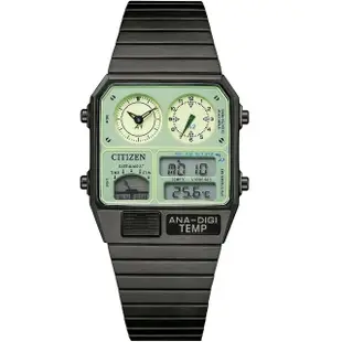 【CITIZEN 星辰】夜光型者 ANA-DIGI TEMP 80年代復古設計手錶 指針/數位/溫度顯示 送行動電源(JG2147-85X)