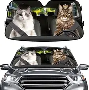 GENANY Lovely Cat Couple Windshield Sun Shade for Car SUV Truck (55x30 Inches), Sun Shade Windshield, Shades for Front Windows, Sunshade for Car Windshield, Protector Blocks UV