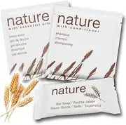 GPQ - Hotel Amenities Set | Nature Kit | Shower Gel + Shampoo + Soap Pack | 100 x 3 Products | Bulk Hotel Equipment | Paraben Free | Apartment, Mansion, B&B, Excursion, Guest House | Made in UE