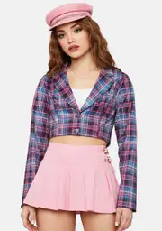 Back 2 School Baddie Plaid Blazer