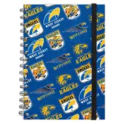 West Coast Eagles AFL A5 Spiral Hard Cover Notebook