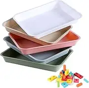 Emapoy 5 Pcs Plastic Trays Anti-Slip Serving Tray, 5 Pack Activity Plastic Art Trays, Crafts Organizer Serving Trays for Painting, Beads, Slime and Classroom Home Activities