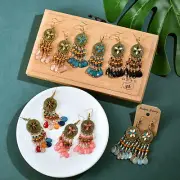 Ethnic Bohemian Bronze Beaded Tassels Dangle Hook Earrings For Women Earring