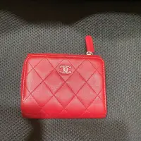 在飛比找Yahoo!奇摩拍賣優惠-CHANEL 香奈兒 菱格紋 紅色三折短夾 皮夾 錢包