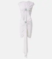 [Christopher Esber] Christopher Esber Gathered cutout jersey minidress AU 10 white
