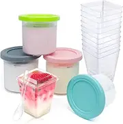 [CUTIECLUB] 4PCS Ice Cream Pints Containers with Lids and 12 Pack 5 oz Plastic Dessert Cups with Lids for Ninja Creami, Compatible with NC299AMZ & NC300s Series Creami Ice Cream Makers