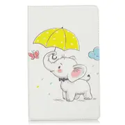Colored Drawing Elephant under the Umbrella Pattern Horizontal Flip Leather Case for Galaxy Tab A 10.1 (2019) T510 / T515, with Holder & Card Slots & Wallet
