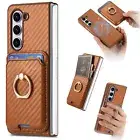 For Galaxy Z Fold 6/5 Slim Screen Protector Ring Stand Card Holder Magnetic Case