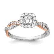 0.33ct. CZ Solid Real 14k White u0026 Rose Gold Engagement Ring