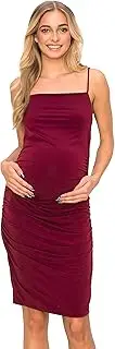 [My Bump] Maternty Cami Bodycon Square Neck Dress Ruched Side(Made in USA)