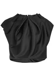 Simone Rocha Pleated Satin top - Black - 12 (UK12 / M) 12 (UK12 / M)