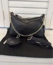 Mimco Jett Crossbody Bag & Coin Purse Black Light Gold BNWT + Dustbag