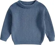 [Karwuiio] Toddler Baby Girl Boy Knit Sweater Round Neck Long Sleeve Pullover Sweatshirt Fall Winter Clothes