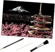 Scratch Paper Crafts DIY Kit 4pcs Night Veiw Decorative Art for Wall or Desk