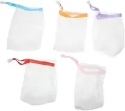 MUSISALY 10Pcs Soap Foaming Net Exfoliating Soap Saver Pouch for Easy Drawstring Soap Mesh Holder Enhances Bubbles for Longer Lasting Soap Use