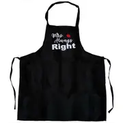 Mrs Always Right Apron Pocket Kitchen Cooking Chef Wedding Couple Gift Funny