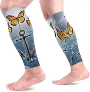 [MASSIKOA] Lifting The Burden Anchor Butterfly Sports Calf Compression Sleeves Leg Compression Socks Calf Guard for Running, Cycling, Maternity, Travel, Nurses