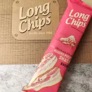 Lot of Flat Potato Chips Long Chips Bacon flavor 8 packs of 75 grams