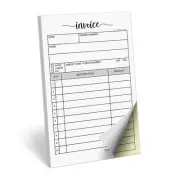 Invoice Booklet, 3.4x5.5 Handheld 2-Part Carbonless, Made in USA, Carbon Dupl...