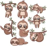 WEKAMOS 8Pcs Cute Sloth Iron Patches Decorative Embroidered Appliques for Clothing Hats Bags and Crafts Wear Resistant Cartoon Designs for Easy DIY Decoration