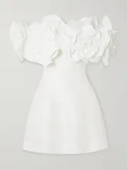 [Aje] Aje - Etta Off-the-shoulder Appliquéd Linen-blend Mini Dress - Ivory - UK 6 UK 6 Ivory