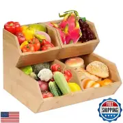 Bamboo Stackable Pantry Storage Bins, Kitchen Pantry Organizers and Storage,