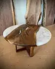 White Round Epoxy Resin Coffee Table Live Edge Wooden Console Bar Garden Decors