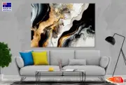 Black White & Gold Abstract Paint Wall Canvas Home Decor Australian Made Quality