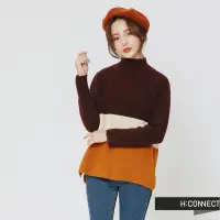 在飛比找蝦皮購物優惠-H:CONNECT 韓國品牌 女裝-撞色高領針織上衣-紅