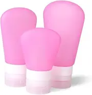 WRITWAA 3Pcs Silicone Travel Bottles Set Leakproof Refillable Containers for Toiletries Portable Travel Containers Random Colors Pink Blue Transparency