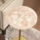 15" Rose Quartz Stones Side Table / Pink Corner Table Top Decor