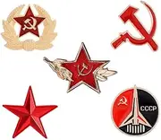 lihonzhiVintage Soviet Pin Set USSR Military Pin, USSR Russian Soviet Removable Lapel Pin Badge, Red Army Star Hat Pin Cap Badge, CCCP Badges Communism Insignia Brooch 5 Pin, Metal