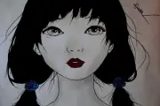Anime face girls red lipstick portrait women Playmat Gaming Mat Desk