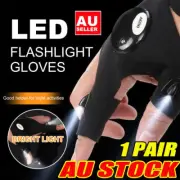 1 Pair Outdoor Night Light Waterproof Fishing Gloves with LED Flashlight Tools