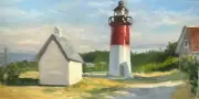 Nauset Lighthouse On Cape Cod Original Oil Painting