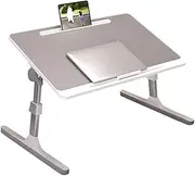 SOGA 60X40cm Grey Small Laptop Bed Portable Foldable Study Table Adjustable