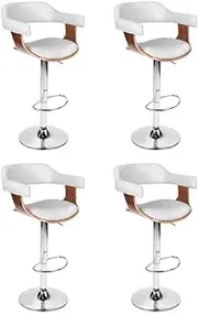 4X Artiss Bar Stools Gas Lift Leather with Armrest White