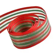 Papillon Ribbon & Bow R097055-38-REDX-GREN 1.5 in. 50 Yards Striped Sheer Chi...
