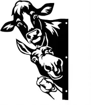 Farm Dog Metal Art Outdoor Decor Garden Fence Decoration, Farmhouse Backyard Hang Artwork Wall Decor, Outdoor Yard Patio Lawn Statue (Livestock-A)