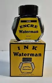 Vintage Waterman's Ink Black New Old Stock (NOS) Single Bottle 50ml (2 oz)