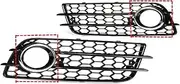 Car Front Bumper Fog Light Lamp Grille Grill Cover Mesh Honeycomb Hex Compatible For Audi A4 B8 S-Lines S4 2008-2012 8K0807681C 8K0807682C(Chrome)
