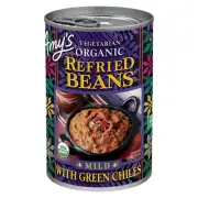Amy's Organic Refried Beans Mild With Green Chile Gluten Free 15.4oz (2 Pack)