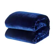 Trafalgar Plush Mink Blanket - Navy, Queen/King - Queen/King