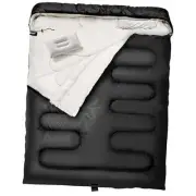 Double Sleeping Bag with Pillow for Adults 3 Season Queen Harmony 400T Black