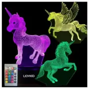LJOYKID 3PCS 3D Unicorn Night Light——3D Unicorn Lamp 3 Pattern 7 Colors Chan