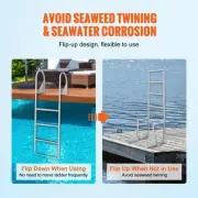 Flip Up 4 Step Aluminum Pontoon Boat Ladder 159kg Capacity Nonslip Rubber Mat